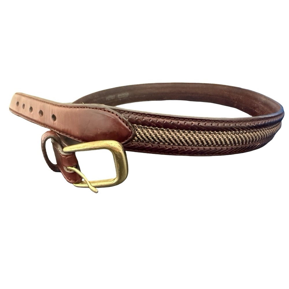 Brighton Mens Brown Leather Belt P2707 Size 34 Silver Buckle classic